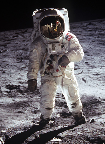 Astronaut Buzz Aldrin on the moon