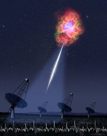 Artist's conception of the Crab Pulsar with VERITAS