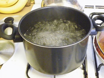 A pot of boiling water