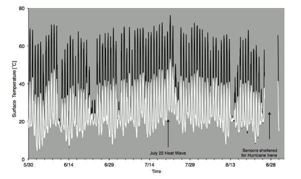 Roof temperature in New York City