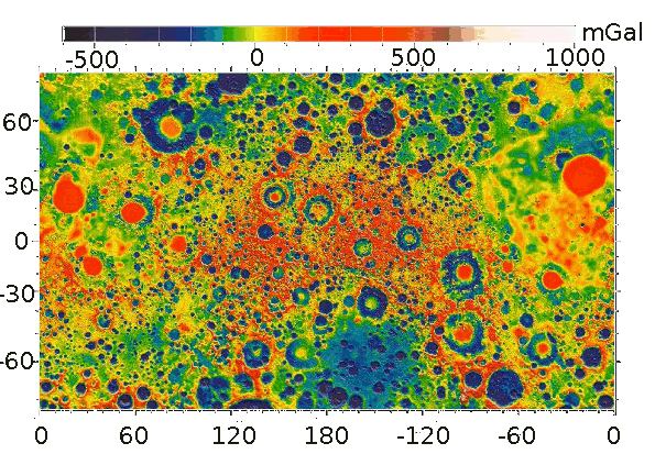 Mercator projection of lunar gravity
