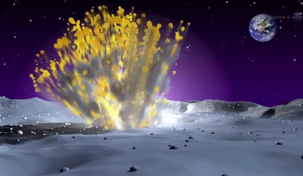 Artist's conception of a major lunar meteor strike.