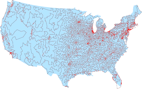 Traveling salesman solution for 13,509 US cities.