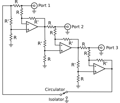 Charles Wenzel operational amplifier circulator circuit.