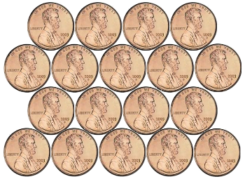 Lattice packing of pennies in a plane