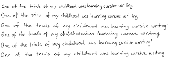 Handwriting samples generated by a neural network