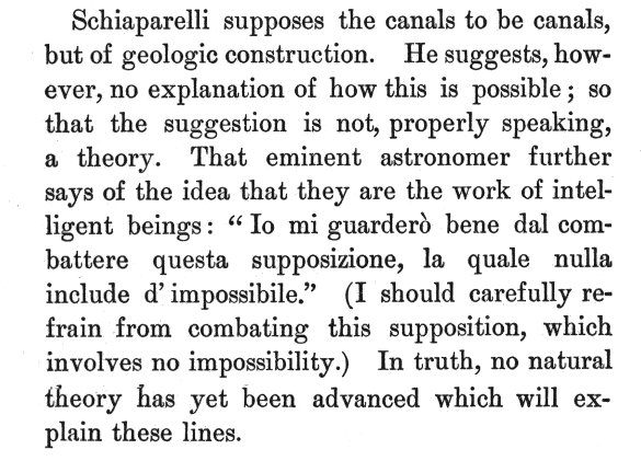 A paragraph from page 153 of Mars by Percival Lowell.