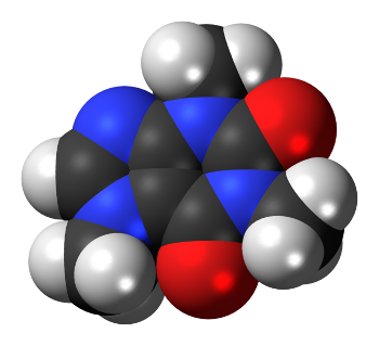3D molecular model of caffeine