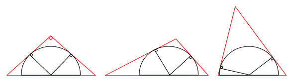 A variety of triangles circumscribed about a semicircle.