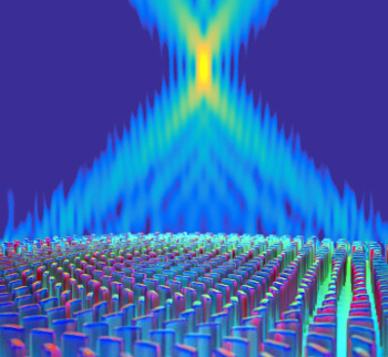 Artist's conception of metalens light focusing