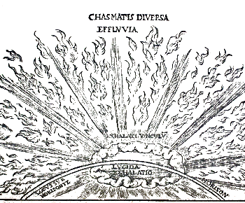 Illustration of an aurora by Cornelius Gemma (1575)