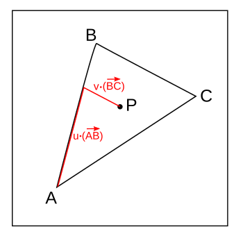 Triangle with barycentric coordinates to a point