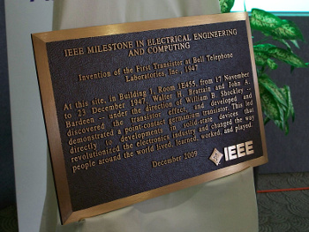 Transistor commemorative plaque