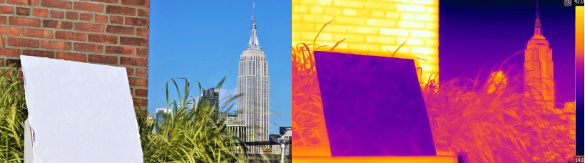 Visible and infrared images of the PRDC coating in sunlight