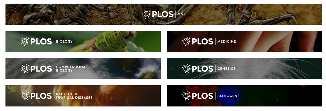 Mastheads of the seven PLOS journals