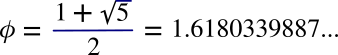 Equation for the golden ratio (phi)