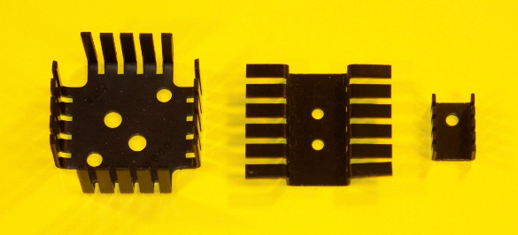 Power transistor heat sinks.