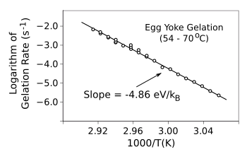 Arrhenius law for egg yoke gelation