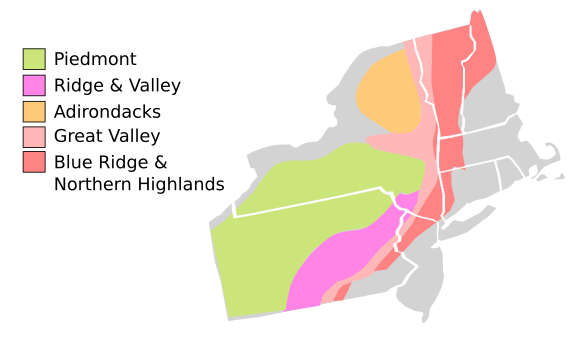 Geological regions of the Great Appalachian Valley