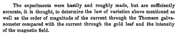 Excerpt from Edwin Hall's 1879 paper about the Hall effect.