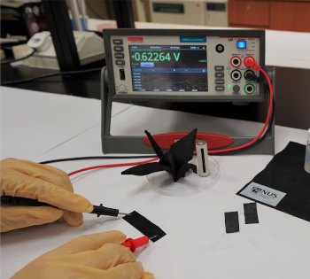 Voltage output of a moisture-driven energy generator strip