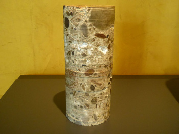 Core specimen of Roman concrete from the Roman Theater of Augustus Caesar